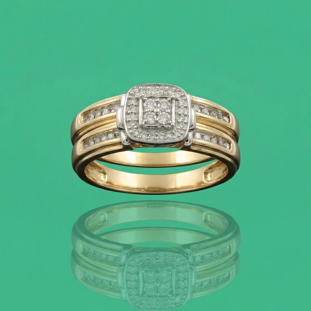 Vintage Sterling Silver Diamond Ring Set – Stackable Bands, Size 7 - Picture 3 of 4